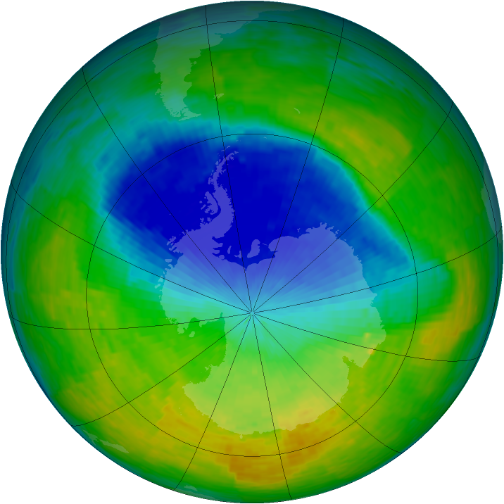 Antarctic ozone map for 16 November 1994